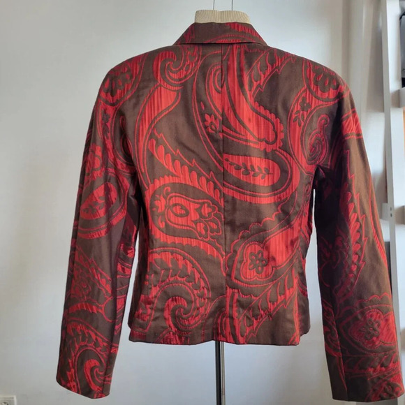 NWT Women's Lafayette 148 NY Red Notched Lapel Paisley Jacket (Size: 10 Petite) - Picture 8 of 14
